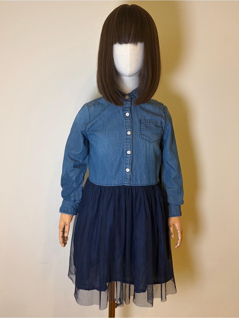 OshKosh B'gosh Denim & Navy Tulle Tutu Dress - Size 6/6X
